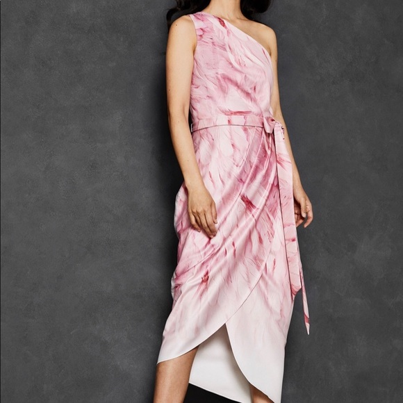 ted baker one shoulder pink dress